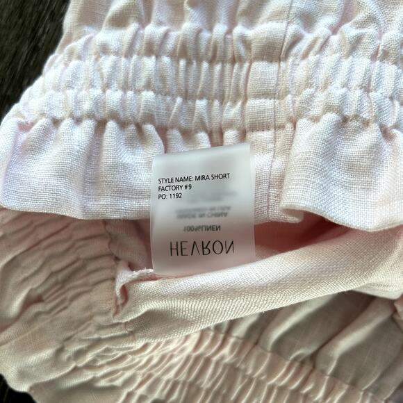 NWT Hevron Mira Linen Shorts Rose Quartz Pink High-Waist Pocket 100% Linen Sz M - Picture 15 of 16